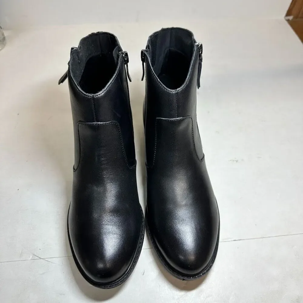 Easy Spirit Womens 10 M Black Lacy Leather Double Zipper Ankle Booties NIB OL7